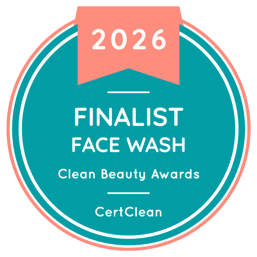 Certification badge for 'Finalist Face Wash' in the Clean Beauty Awards 2026 by CertClean.